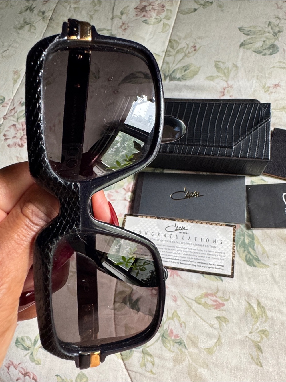 Cazal Black Oversized Square Sunglasses with Branded Case